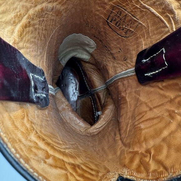 Dan Post Embroidered Black Leather Cowboy Boots Men’s 7 Vintage - Picture 6 of 12